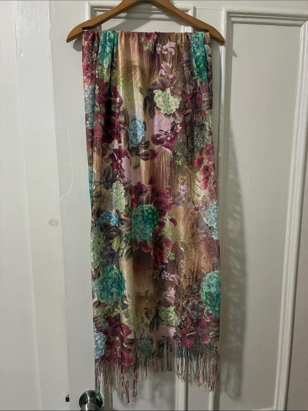 Delicate Weave Floral Headwrap Scarf Fringe READ